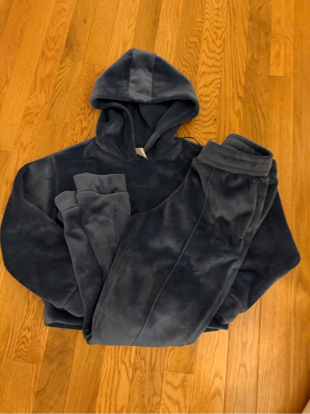 Plush Set Hooded Sweatshirt & Pants in Deep Navy - Girls Cozy Set